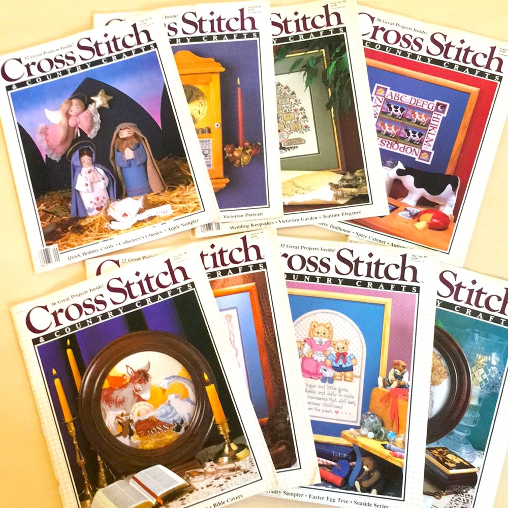 1987-89 Lot of 8 Cross Stitch & Country Crafts Magazines Vintage (Better Homes)